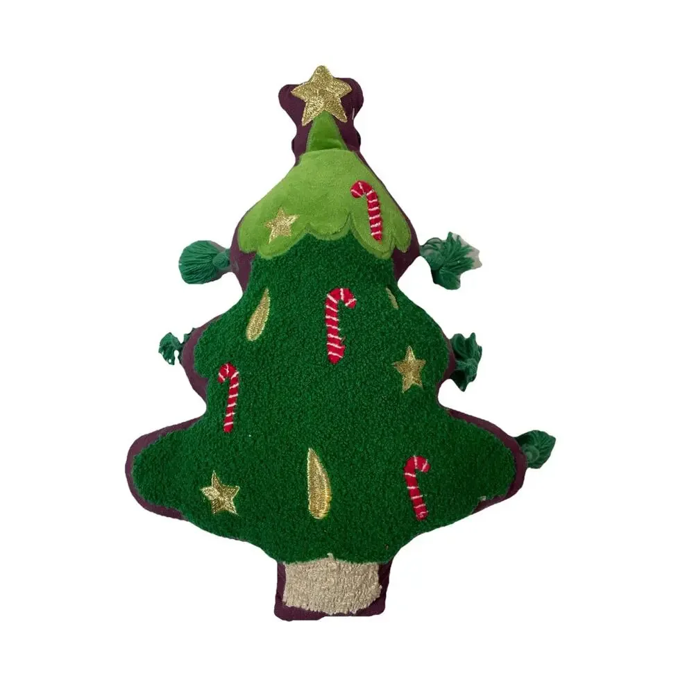 Jungalow Opalhouse Christmas Tree Pillow Green Tassels Embellished Whimsy NEW